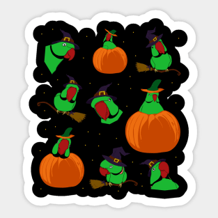 green indian ringneck halloween pattern Sticker